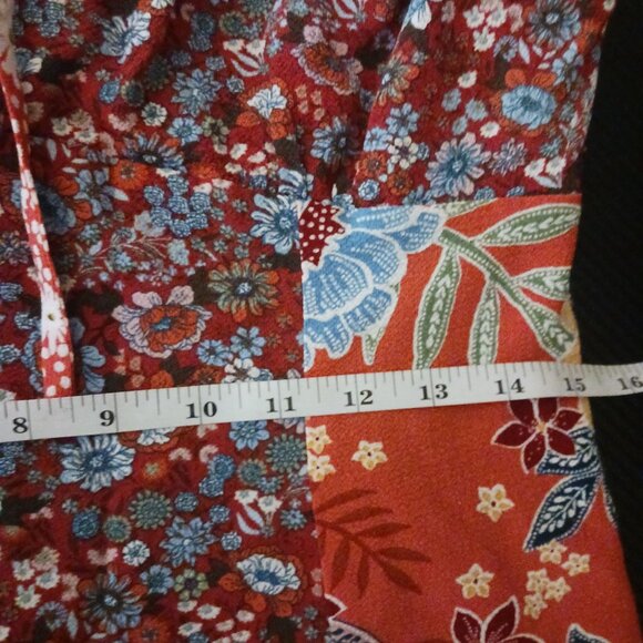 Bar III Sweetheart Neckline Brick Orange/Multi Floral Patchwork Mini Dress, M - Picture 13 of 14